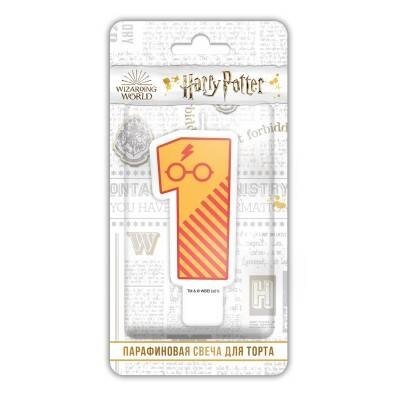 Harry Potter. Парафиновая свеча в торт (цифра 1 с рисунком ), в блистере (чиби)