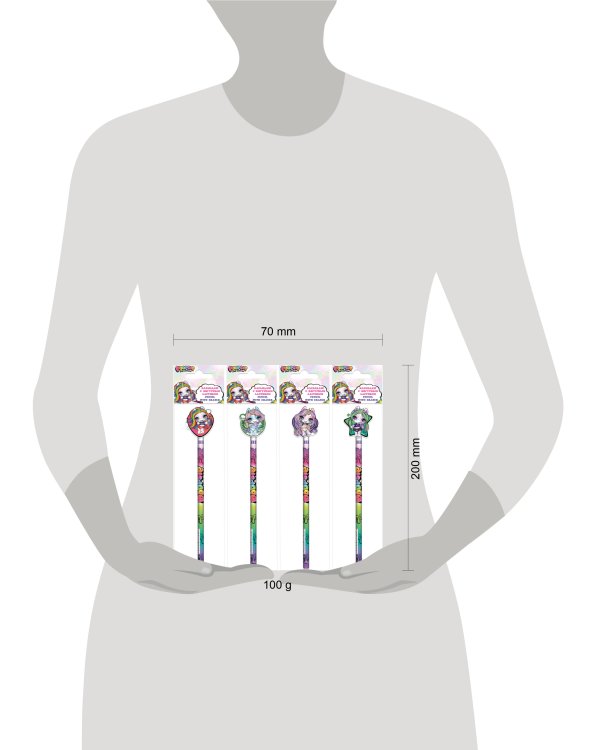 Карандаш ч/г Poopsie с фигурным ластиком