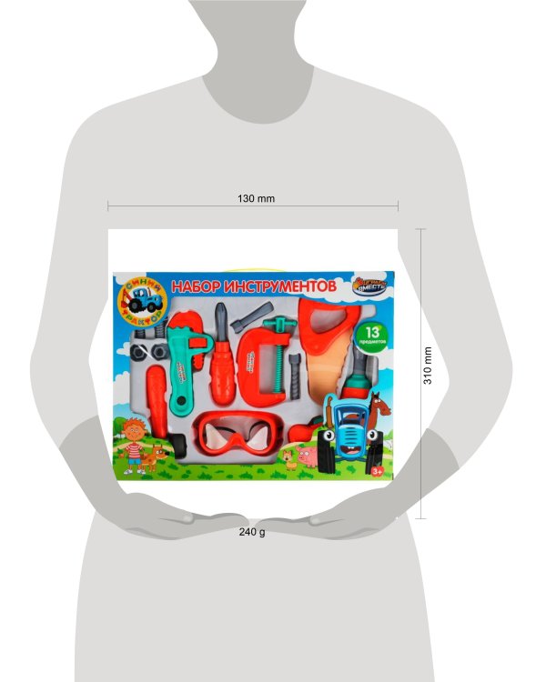 Набор инструментов СИНИЙ ТРАКТОР кор.40*30*5см ИГРАЕМ ВМЕСТЕ в кор.2*24шт
