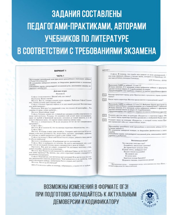 ОГЭ-2026. Литература.10 тренировочных вариантов экзаменационных работ для подготовки к основному государственному экзамену