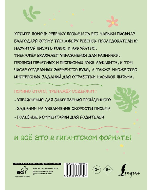 Гигантский тренажёр по обучению письму: от азов до каллиграфического почерка + увеличиваем скорость письма
