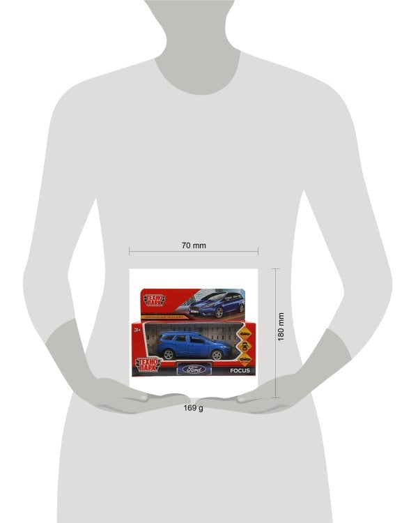 Машина металл FORD FOCUS TURNIER длина 12 см, двери, баг, инерц, синий, кор. Технопарк в кор.2*36шт