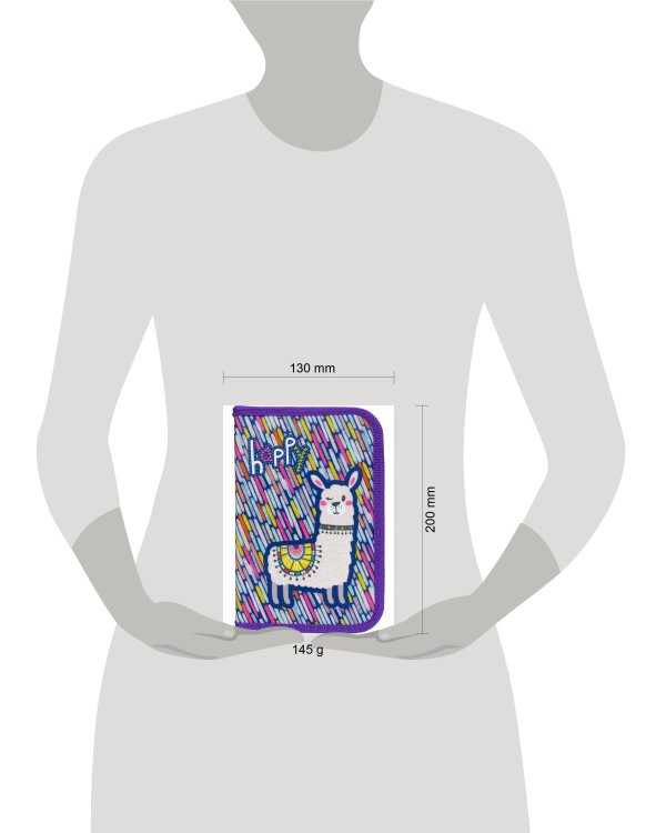 Пенал-книжка Seventeen Лама одно отд. на молнии 21х14х4