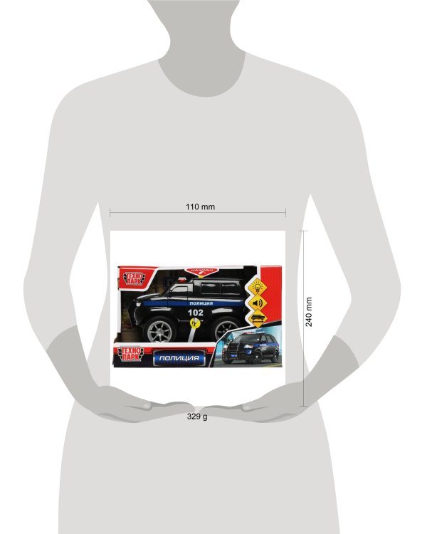 Машина пластик свет-звук ПОЛИЦИЯ 18 см, своб. ход, кор. Технопарк в кор.48шт