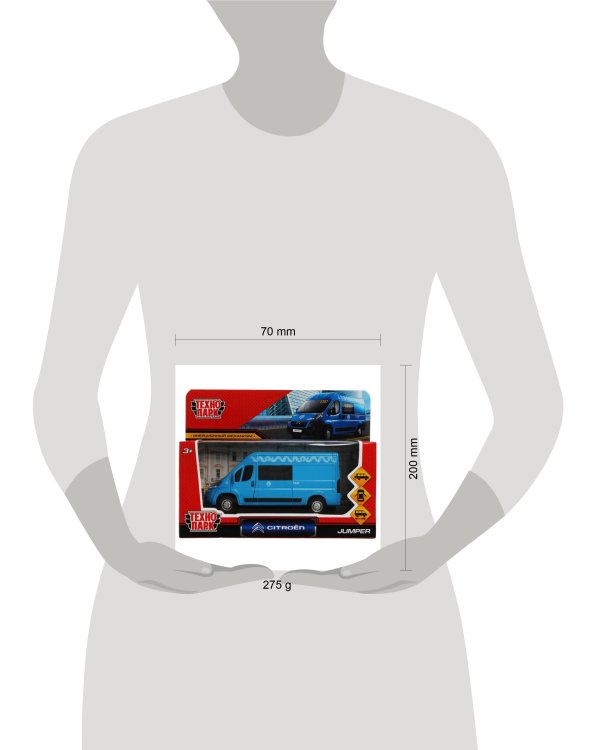 Машина металл CITROEN JUMPER МЕТРОПОЛИТЕН 14 см, двер, баг,инер, СИНИЙ, кор. Технопарк в кор.2*36шт