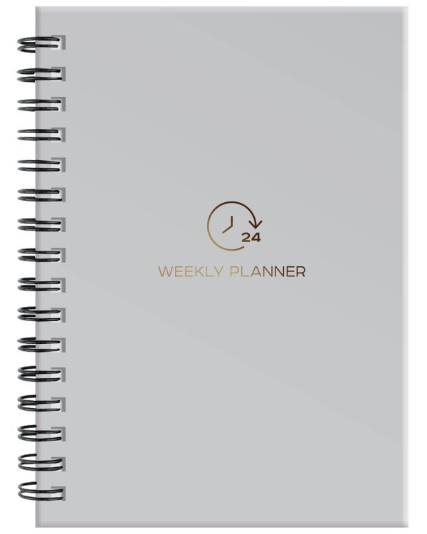 Блокнот-планер на пружине (серый). А5, твердый переплет, фольга, недатированный, 128 стр.
