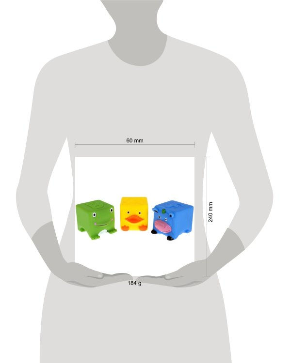 Игрушки пластизоль для купания "Играем вместе" 3 кубика (ABF) пищалка в сетке (русс уп) в кор.2*25шт