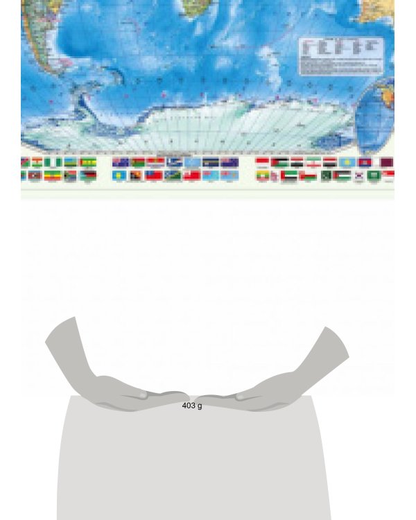 Карта 124х80 см. Мир Политический с флагами. Настенная на рейках. М1:24 млн. ПРОкарта