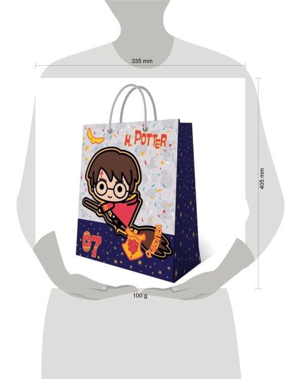 Harry Potter. Пакет подарочный большой (белый с синим), 335*406*155 мм (чиби)