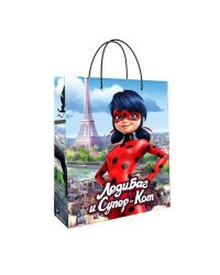 Леди Баг и Супер-Кот. Пакет подарочный большой (голубой), 220*310*100 мм