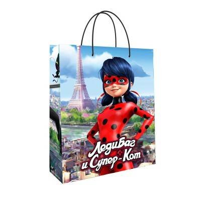 Леди Баг и Супер-Кот. Пакет подарочный большой (голубой), 220*310*100 мм