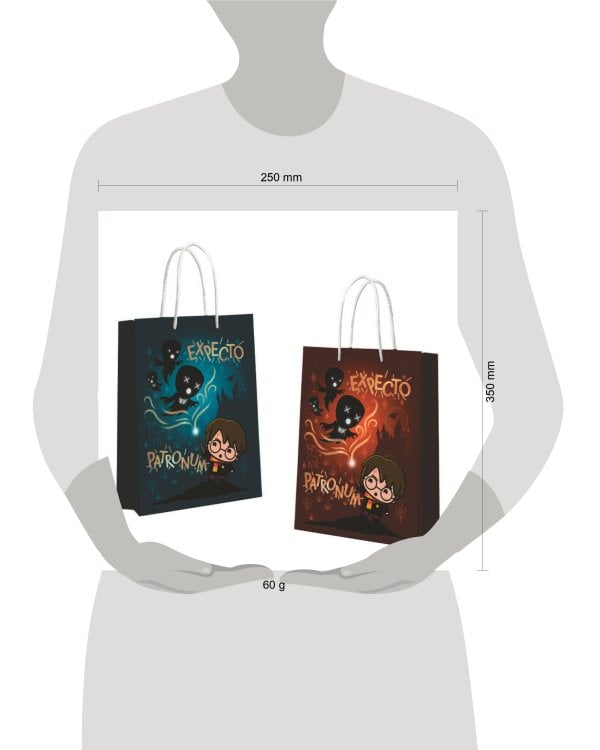 Harry Potter. Пакет подарочный большой (сине-коричневый), 250*350*100 мм (чиби)