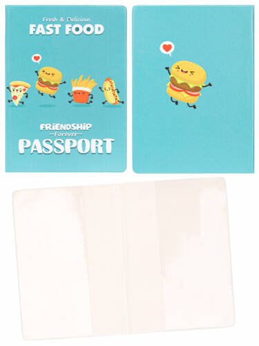 Обложка на паспорт "Fast food" (ПВХ, slim) ОП-4484