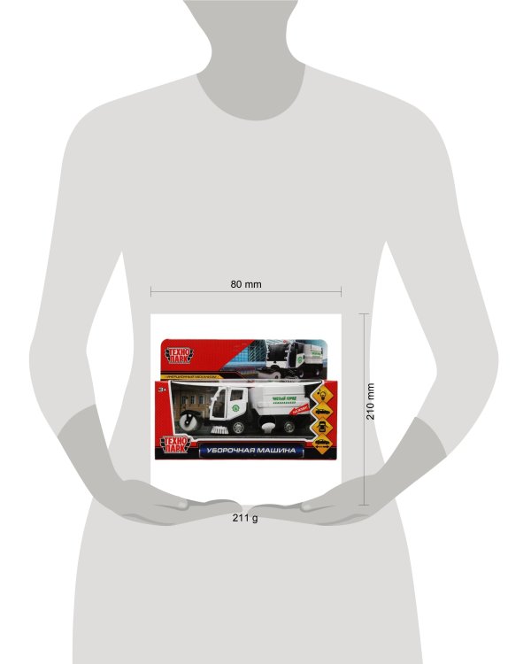 Машина металл свет-звук УБОРОЧНАЯ МАШИНА 15,5 см, двери, багаж, бел, кор. Технопарк в кор.2*36шт