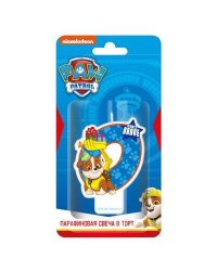Щенячий патруль. Парафиновая свеча в торт (цифра 0 с героем), в блистере