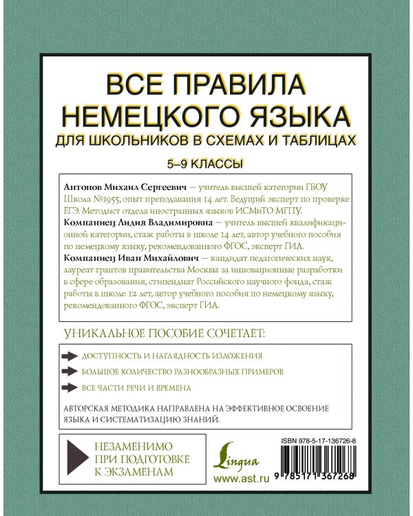 Все правила немецкого языка для школьников в схемах и таблицах. 5-9 классы