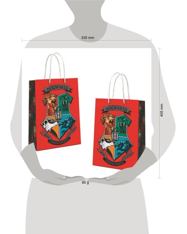 Harry Potter. Пакет подарочный большой (красный, Герб Хогвардс), 335*406*155 мм