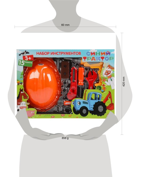 Набор инструментов Синий ТРАКТОР 42,5*6*30см ИГРАЕМ ВМЕСТЕ в кор.2*6шт