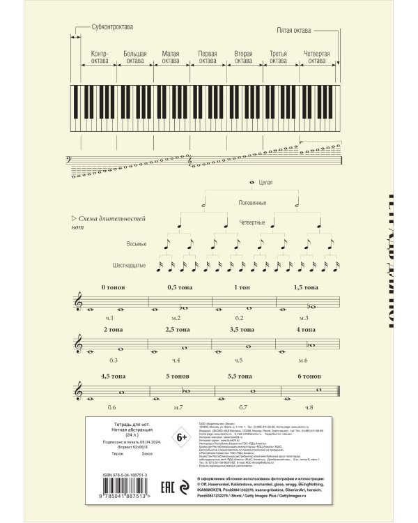 Тетрадь для нот. Нотная абстракция (24 л., А4, вертикальная, скрепка)
