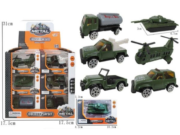 Машинка металлическая "Военная"(10,2х5,2х4,2 см) (микс,24 шт. в шоубоксе) ( Арт. 2176214)