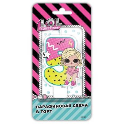 LOL. Парафиновая свеча в торт (цифра 5 с героем), в блистере
