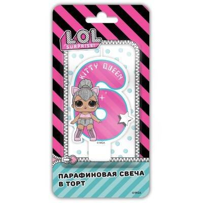 LOL. Парафиновая свеча в торт (цифра 6 с героем), в блистере
