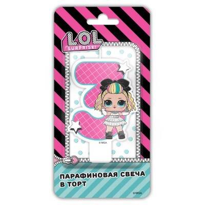 LOL. Парафиновая свеча в торт (цифра 3 с героем), в блистере