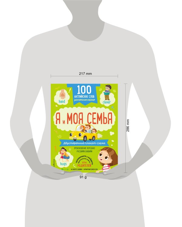 100 английских слов: запомню легко. Я и моя семья (двусторонний плакат-схема)
