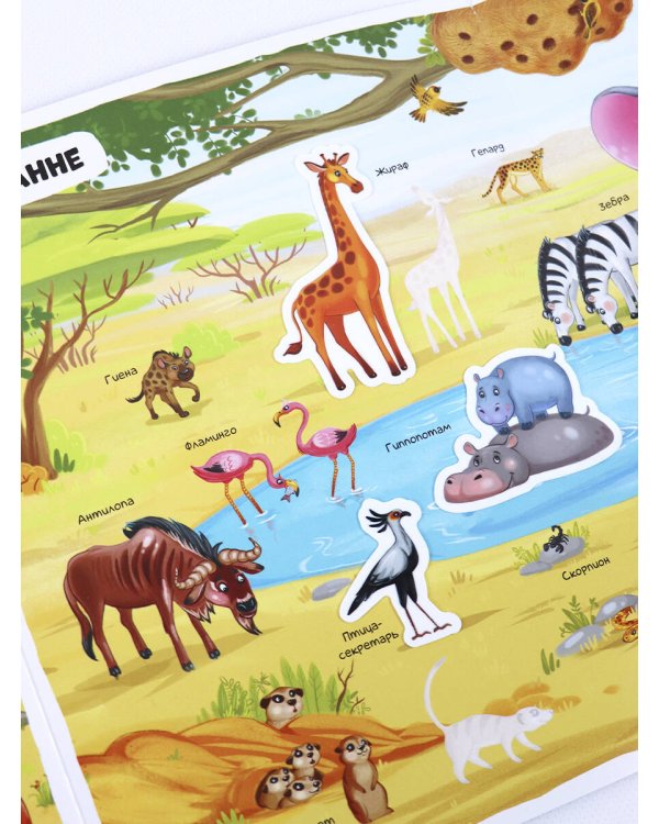 Многоразовые наклейки. Животные