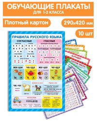 Обучающие плакаты. Знания для школьников. Набор 10 штук