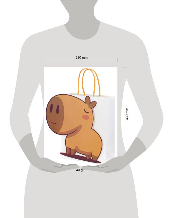 Dream cards Пакет подар.с мат.лам.и 3D элементом22х16х8см(M) Милая капибара,210г ППК-3727