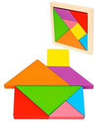 Деревянная игрушка. Головоломка "ТАНГРАМ-3" 10 см (7 цветов) (в слюде) (Арт. AN02258)