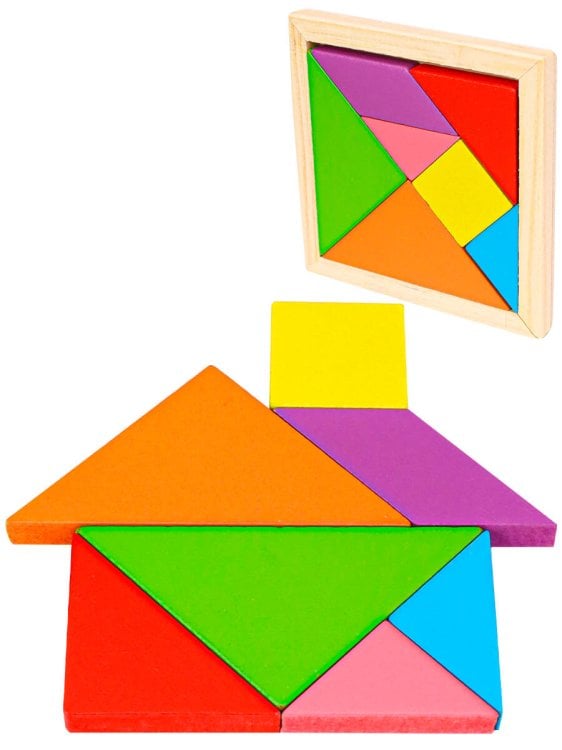Деревянная игрушка. Головоломка "ТАНГРАМ-3" 10 см (7 цветов) (в слюде) (Арт. AN02258)