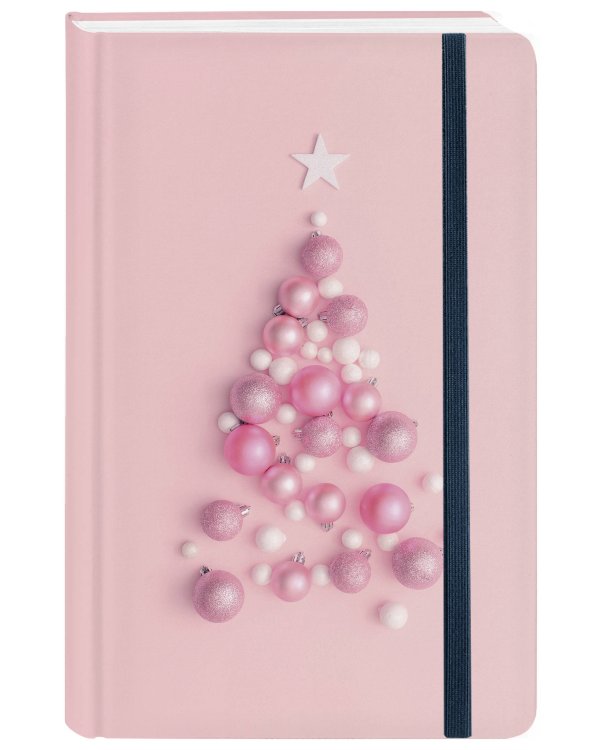 Блокнот с резинкой "Pink Christmas tree" (розовый). А5, твердый переплет, 192 стр.