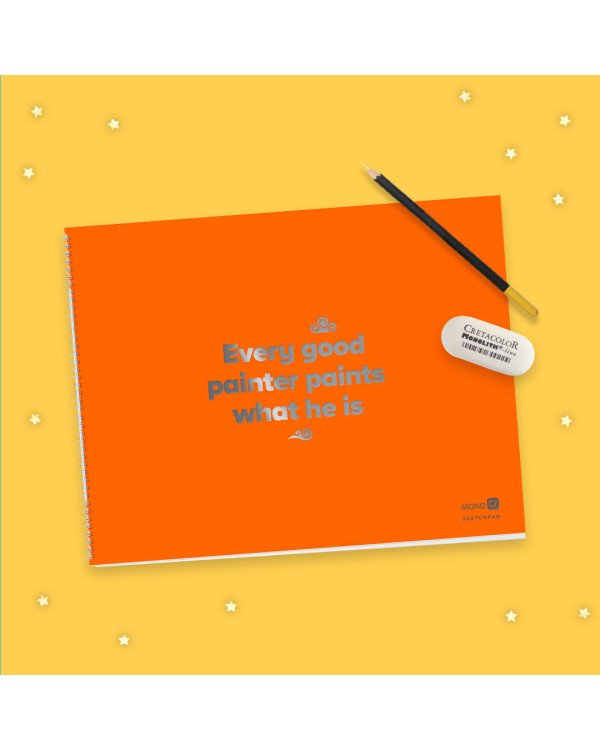 Скетчбук оранжевый (230х180 мм, офсет 160 гр., 40 страниц, евроспираль)