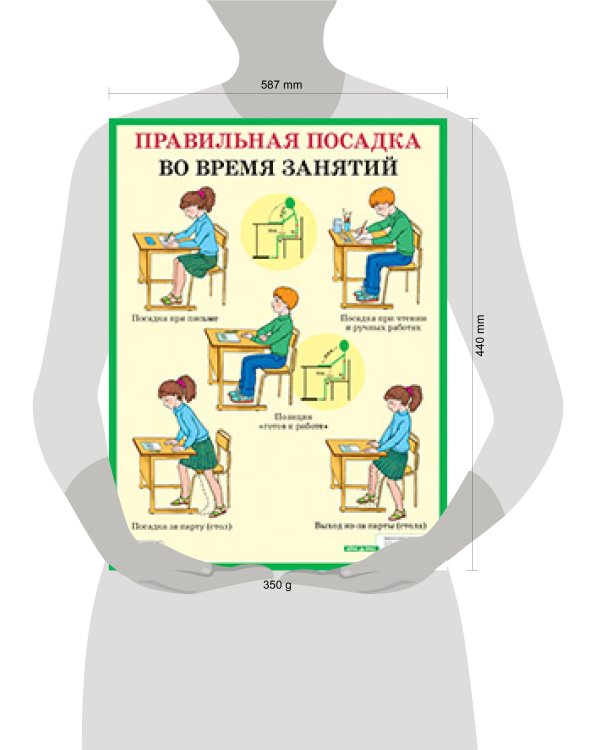 Правильная посадка во время занятий. Наглядное пособие для начальной школы