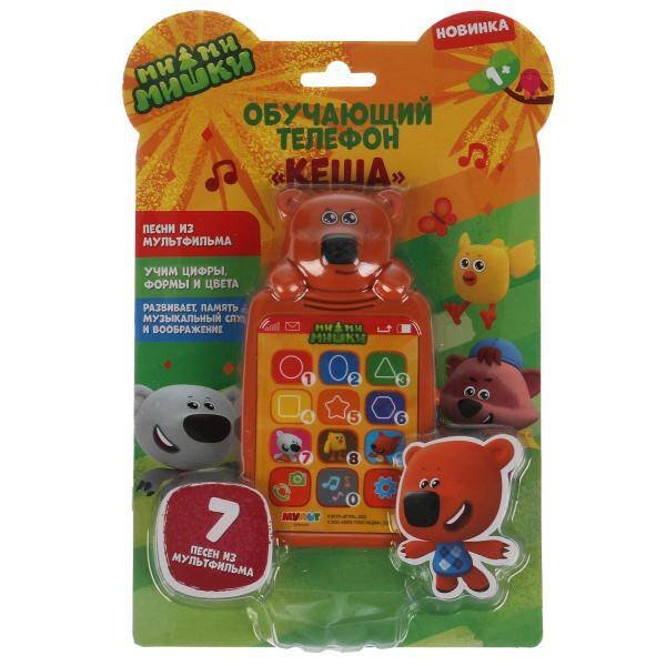 Обучающий телефон "Ми-ми-мишки" кеша. 7 песен из м/ф. учим цифры, формы, цвета. Умка в кор.120шт