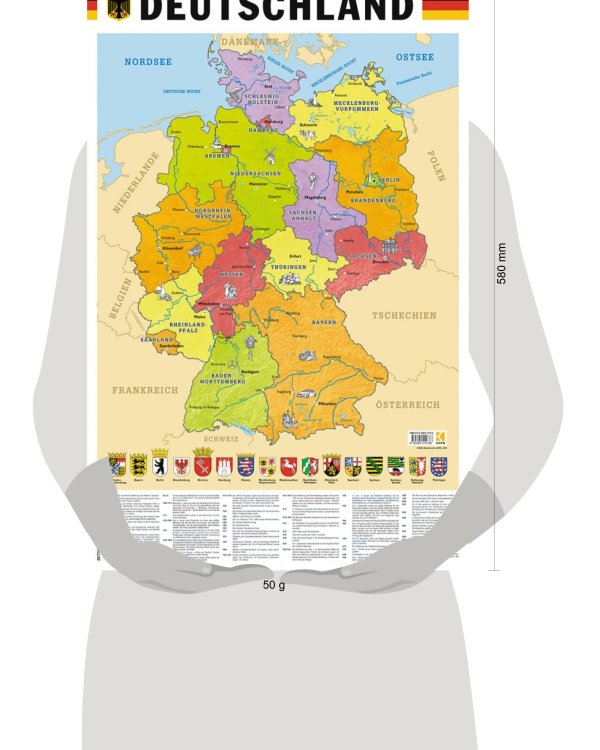 Карта ГЕРМАНИИ на немецком языке (58 х 87см)