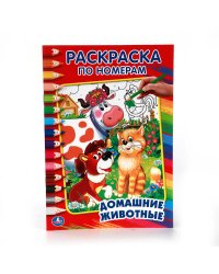 ДОМАШНИЕ ЖИВОТНЫЕ. ДРУЖИНИНА  (РАСКРАСКА ПО НОМЕРАМ А5) МАЛЫЙ ФОРМАТ. 145Х210 ММ. в кор.50шт