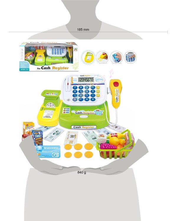 Игровой набор.Касса-калькулятор "ИГРАЕМ В МАГАЗИН-1"(21*16*14) с акс.(свет) ( Арт. ZY1188469)