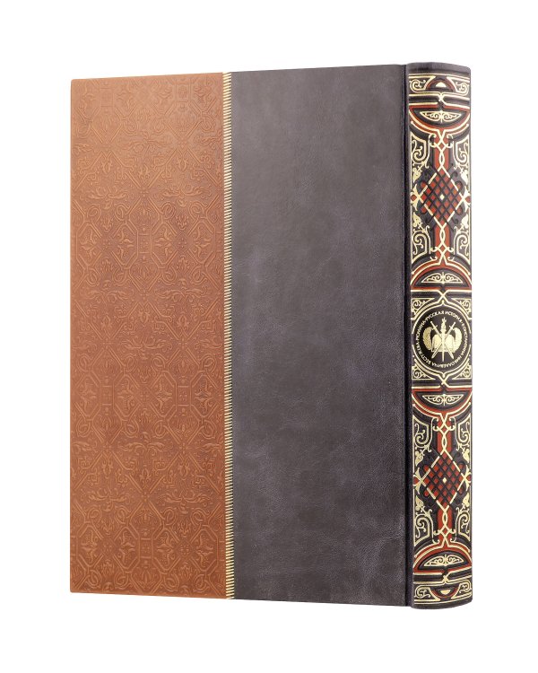 Русская история К.Н. Бестужева-Рюмина. Книга в коллекционном кожаном инкрустированном переплете ручной работы с окрашенным и золочёным обрезом