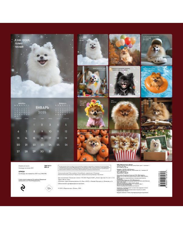 Шпицы. Календарь настенный на 2025 год (300х300)
