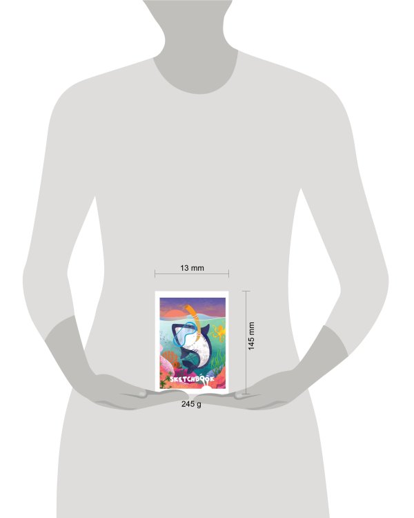 СКЕТЧБУК А5. АКУЛА ЦВЕТНАЯ (выб.лак, тиснение)