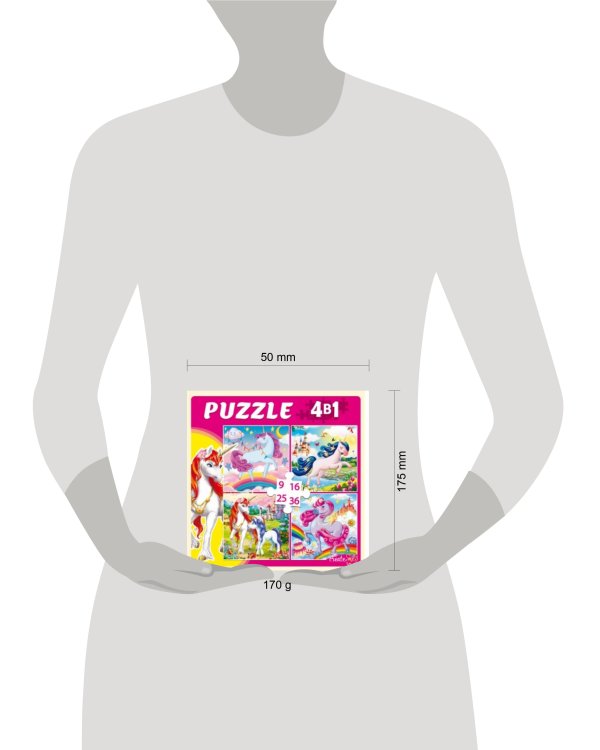 ПАЗЛЫ 4 в 1. ЧУДЕСНЫЕ ЕДИНОРОГИ (9,16, 25, 36 эл.) (Арт. П-0430)