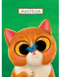 СКЕТЧБУК А5. КОТИК С БАБОЧКОЙ (выб.лак)