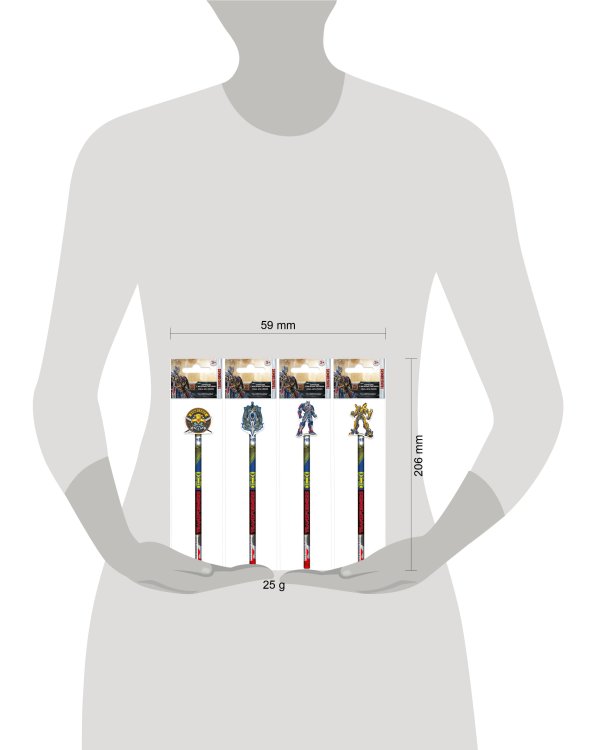 Карандаш простой. С фигурным ластиком. Размер: 27,5 х 6 см. Transformers