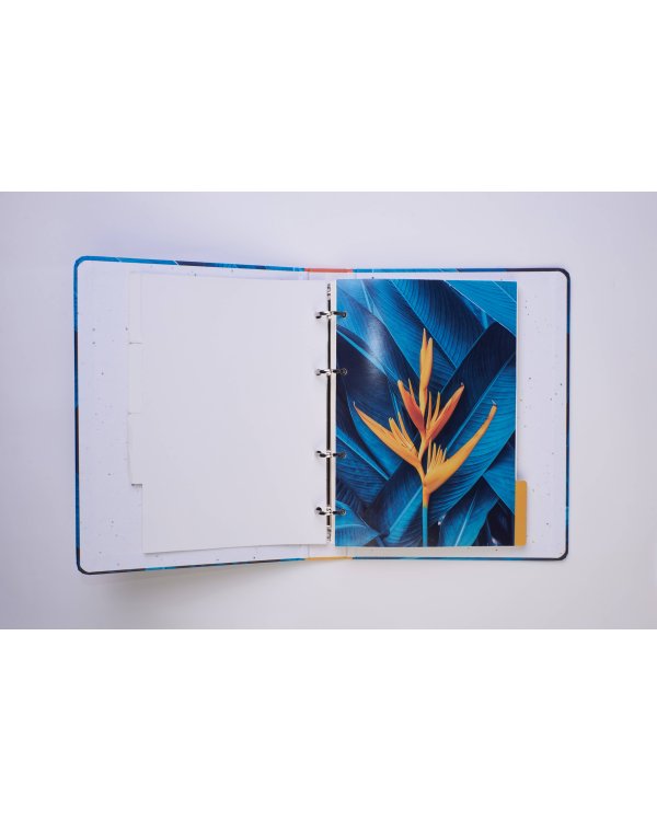 Тропический цветок. Тетрадь на кольцах, А5, 100 л., с цветными разделителями, зол. фольга