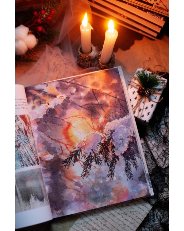 Акварельные сезоны: Чародейка-зима. Рисуем искристый иней, новогодние огни и винтажные открытки