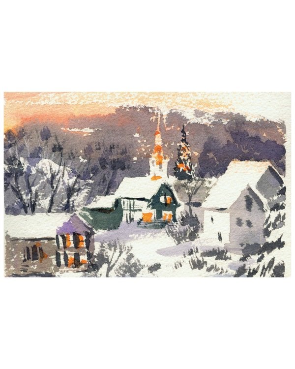 Акварельные сезоны: Чародейка-зима. Рисуем искристый иней, новогодние огни и винтажные открытки