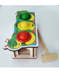 Деревянная игрушка.Стучалка цветная «Гусеница», 3 отверстия (Арт. 115201)